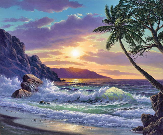 Закат - пляж, океан, море, закат - оригинал