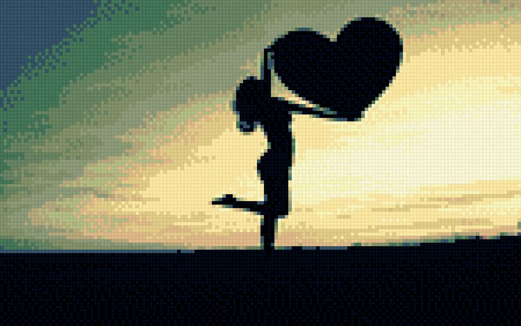 сердце в руках, закат - девушка, сердце, люди, закат - предпросмотр