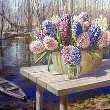 Схема вышивки «По картине худ. Нины Красновой "Геоцинтовое лето"»