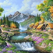 Схема вышивки «горный пейзаж»