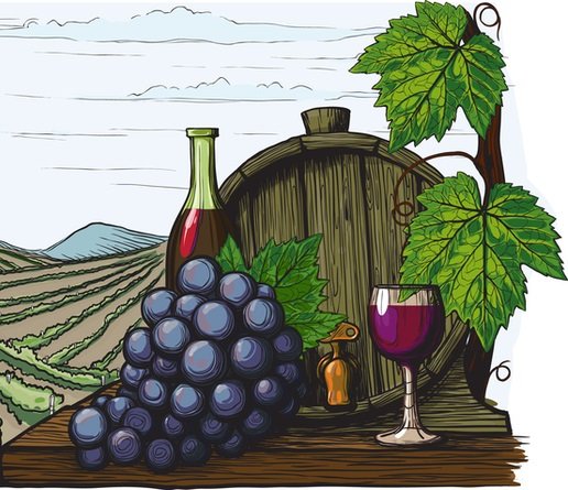 Винный натюрморт - виноград, бокал, натюрморт - оригинал