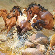 Схема вышивки «Кони»