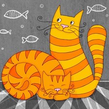 Схема вышивки «Два котика»