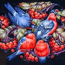 Схема вышивки «снегири»