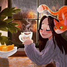 Схема вышивки «kawa z kotkiem»