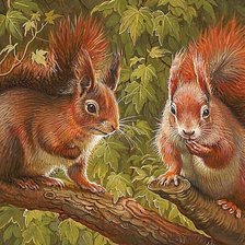 Схема вышивки «"белка песенки поёт и орешки всё грызёт..."»