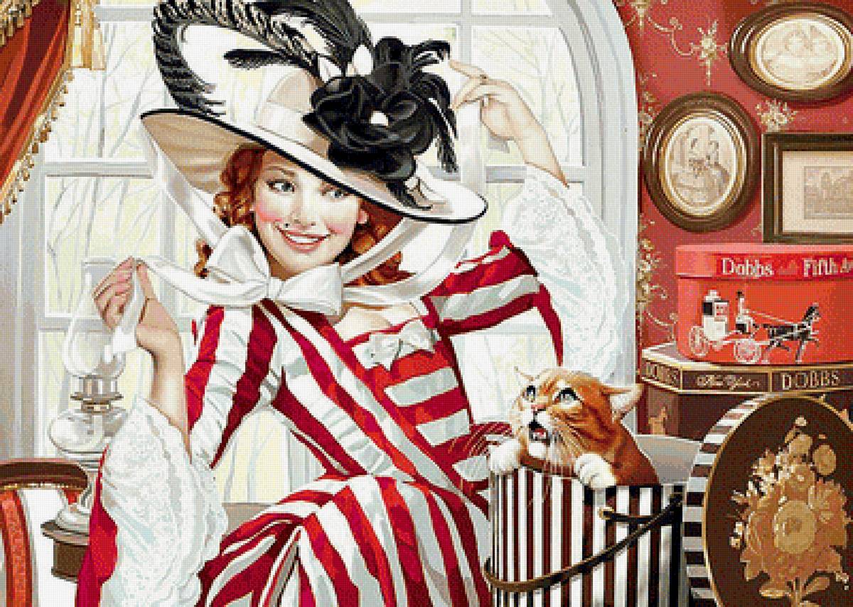 Дамочка - девушка. кот. модница - предпросмотр