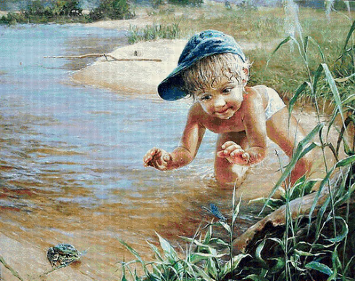 мальчик на реке - мальчик. река. лякушка - предпросмотр