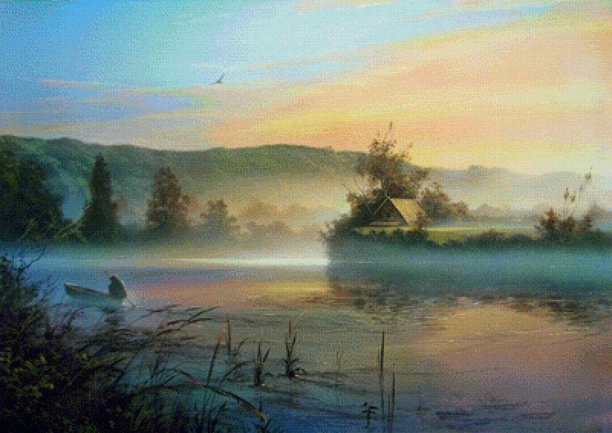 Домик - цветы, вода, пейзаж, дом - предпросмотр