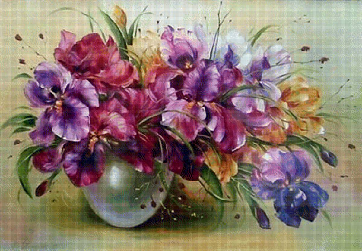 великолепные ирисы - букет, цветы, ирисы - предпросмотр