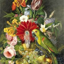 Схема вышивки «Натюрморт с попугаем.»