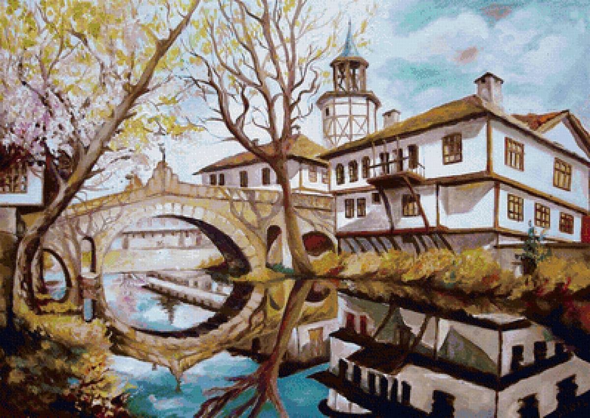 Город на воде - река, дом, мост, город - предпросмотр