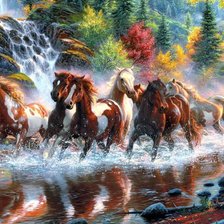 Схема вышивки «Бегущие по воде.»