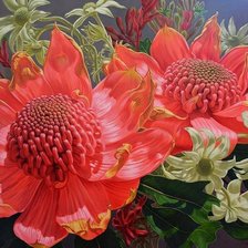 Схема вышивки «Красные цветы.»