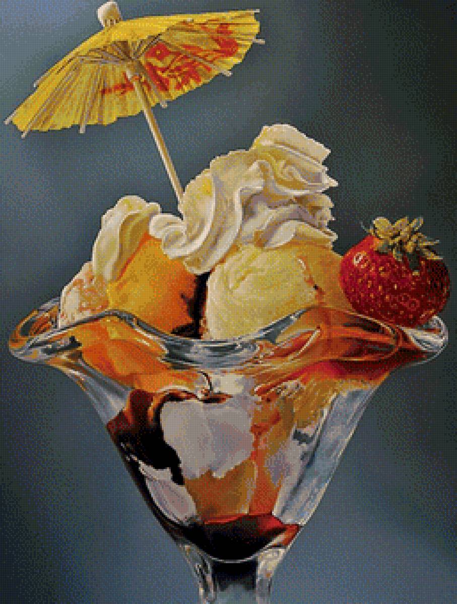 Десерт мороженое. Для кухни. - еда, натюрморт, мороженое, зонтик, десерт - предпросмотр