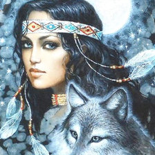 Схема вышивки «Девушка с волком»