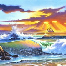 Схема вышивки «море на закате»