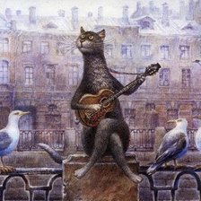 Схема вышивки «Кот с гитарой»