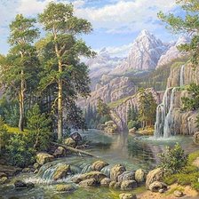 Схема вышивки «горный пейзаж»