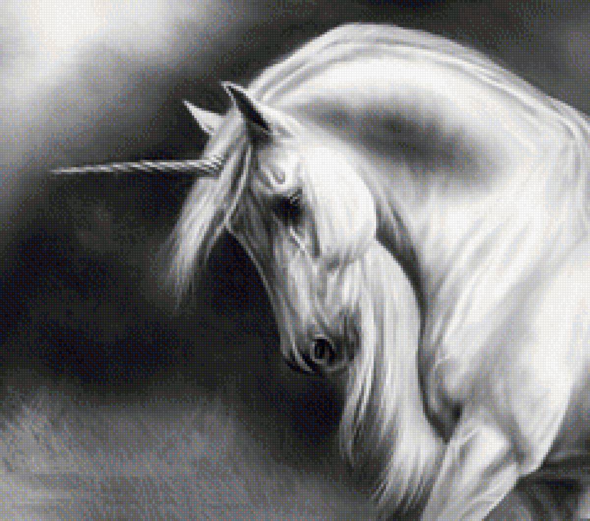 единорог монохром - монохром, единорог - предпросмотр