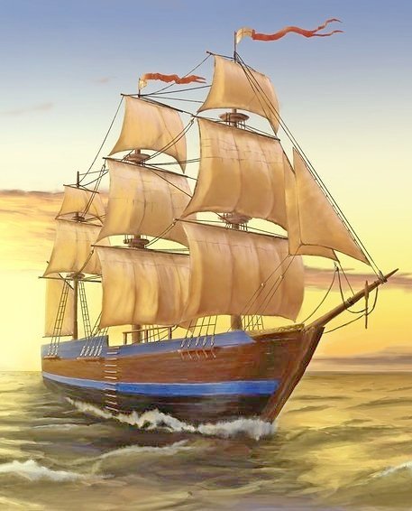 корабль - парусник, корабль - оригинал