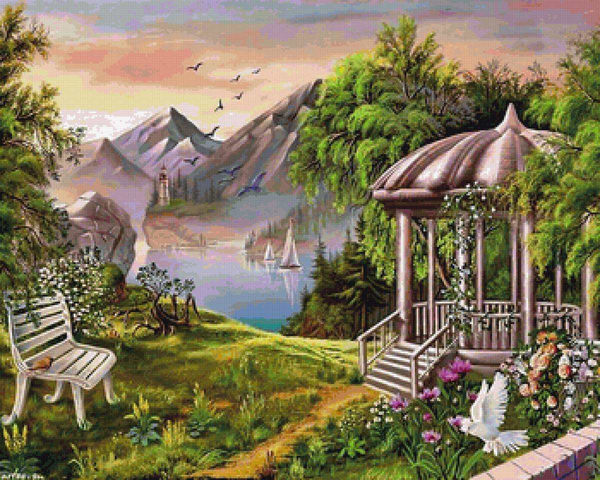 Беседка - природа, пейзаж - предпросмотр