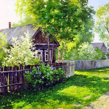 Схема вышивки «Деревенская улица»