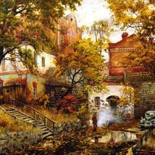 Схема вышивки «старая улочка»