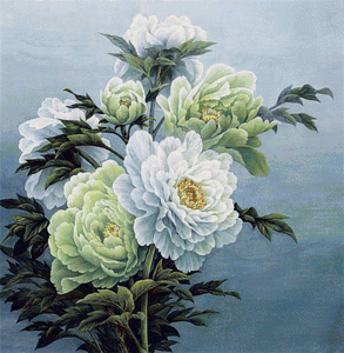 Пионы в восточном стиле - пионы, цветы - предпросмотр