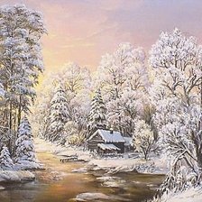 Схема вышивки «утро в лесу»