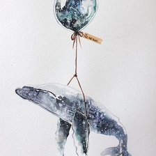 Схема вышивки «Кит на воздушном шаре»