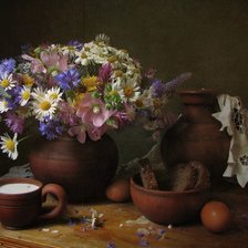 Схема вышивки «Ромашки в вазе»