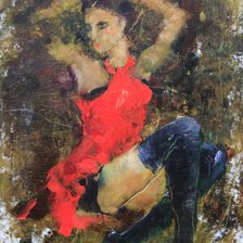 Схема вышивки «Девушка в красном»