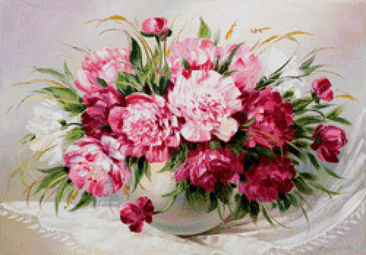 пионы - натюрморт, пионы, цветы, ваза - предпросмотр