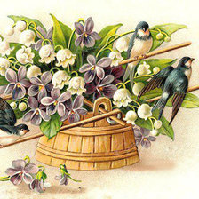 Схема вышивки «Ласточки и ландыши»