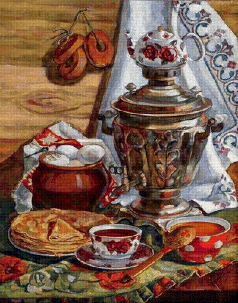 кухня - самовар, блины, чай - предпросмотр