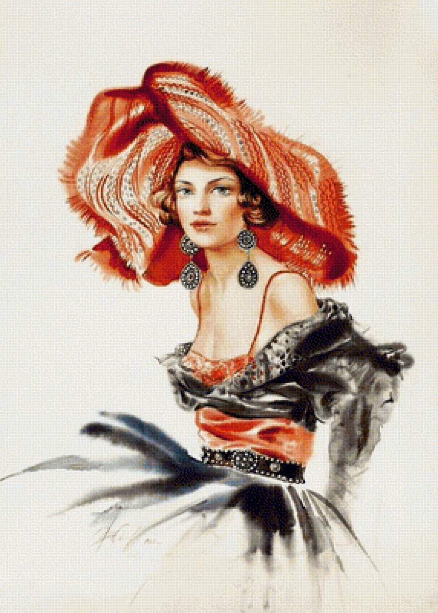 дама в шляпе - предпросмотр