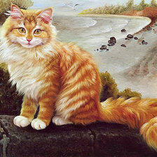 Схема вышивки «рыжий котик»