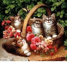 Схема вышивки «egy kosár cica»