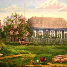 Схема вышивки «Домик в деревне»