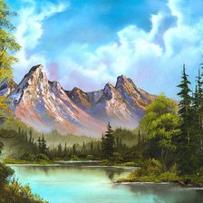 Схема вышивки «Озеро в горах»