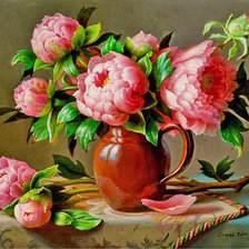 Схема вышивки «пионы в вазе»