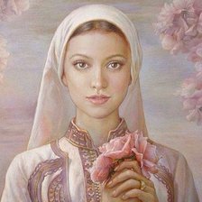 Схема вышивки «Девушка с букетом»