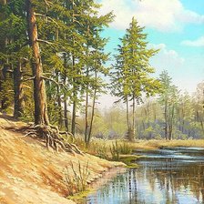 Схема вышивки «Худ. Владимир Воробьёв. Золотой берег.»