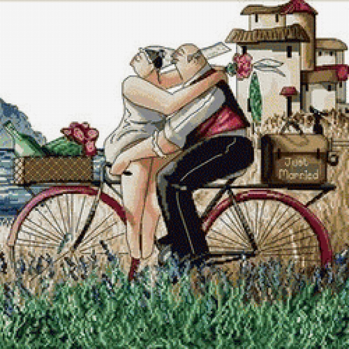 пара - велосипед, молодожены, пара - предпросмотр