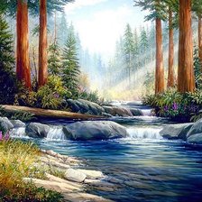 Схема вышивки «утро в лесу»