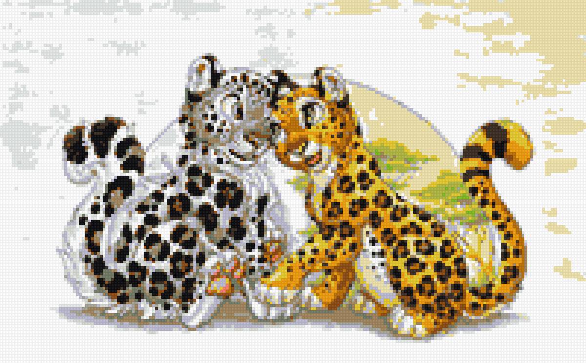 Леопард и снежный барс - любовь, кот, леопард, животные, снежный барс, кошка - предпросмотр