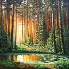 Схема вышивки «утро в лесу»