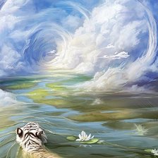 Схема вышивки «Белый тигр в воде»