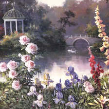 Схема вышивки «беседка у реки»